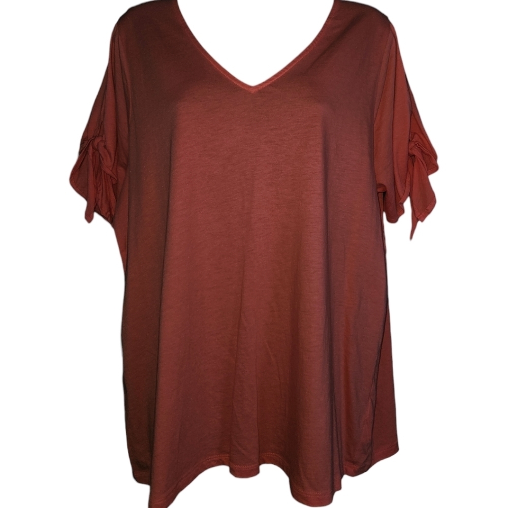 MICHAEL Michael Kors Peep Shoulder Bow Tie Short Sleeve Top